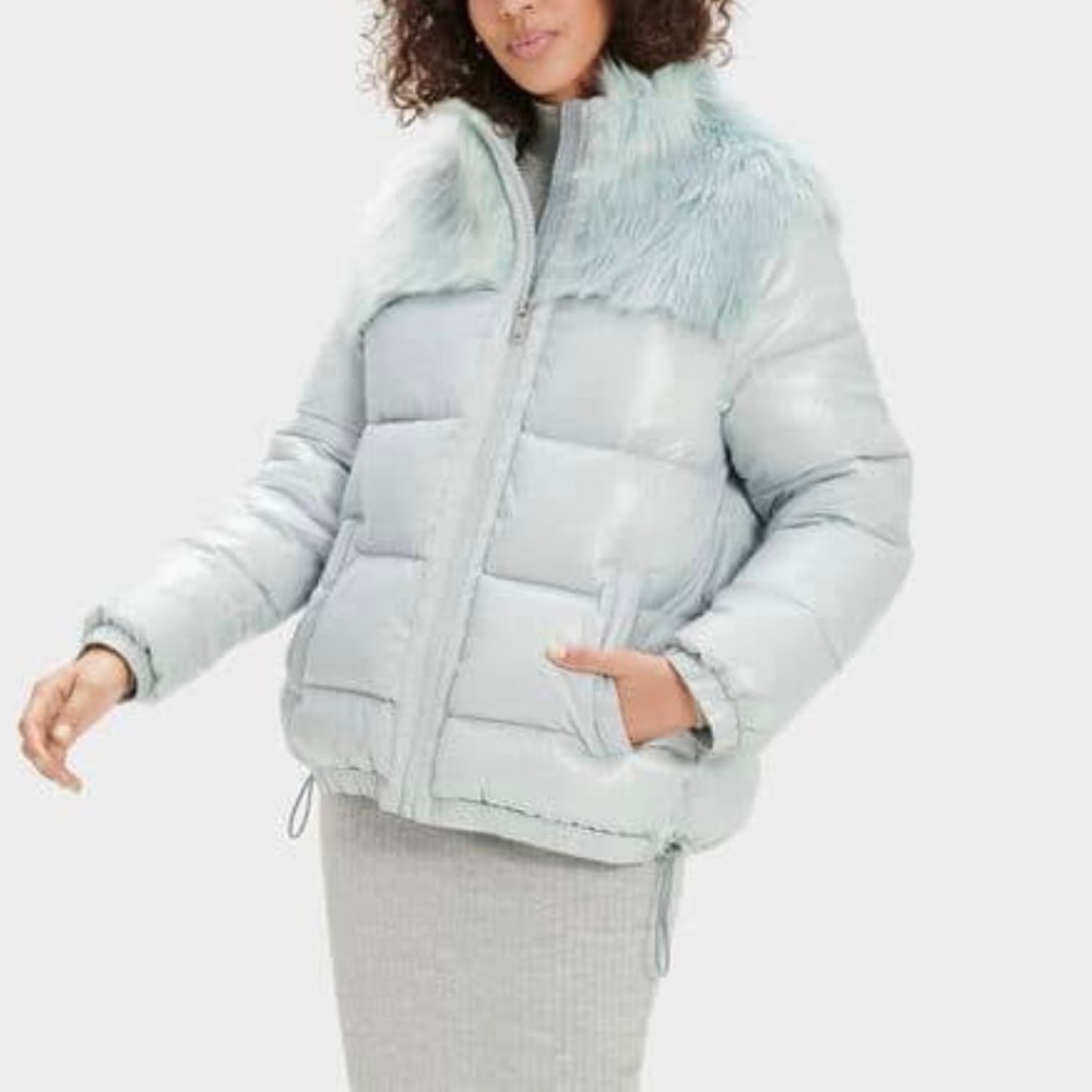 Buffer Faux Fur Jacket nice color (Patel blue)